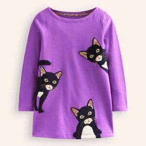 NWOT Mini Boden Appliqué Cats Jersey Tunic